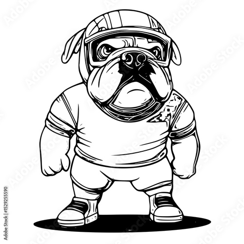 Vector art of determined bulldog athlete in full uniform, isolated on transparent background, a vector silhouette
