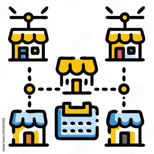 Franchise business network system illustration isolated on white background