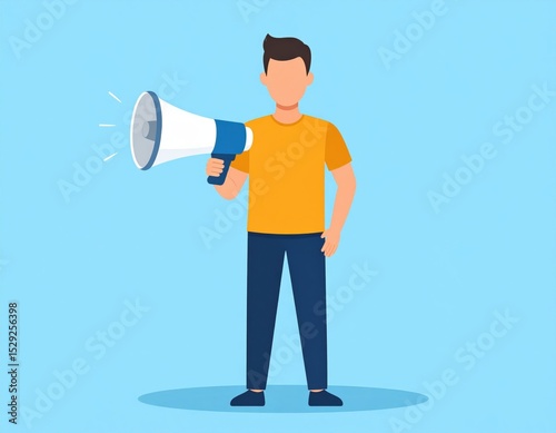 Man Holding Megaphone Illustration