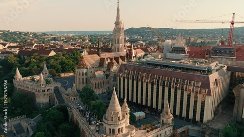Establishing Aerial view of Budapest Cityscape - Hungary Capital Skyline at daytime