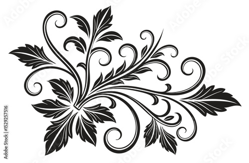 Elegant Vintage Floral Ornament Vector Design in Baroque Scroll Style