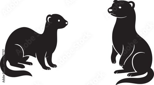 Silhouette Illustration of Two Bears in Different Poses