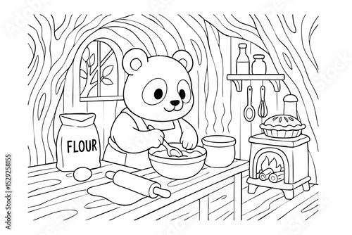Hand drawn coloring book illustration for kids, cute animal, unicorn, fairy, mermaid