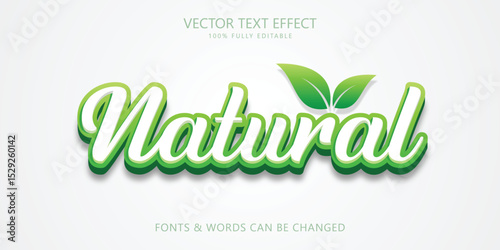 Natural 3d editable text effect, Script and leaf text style