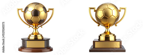 Golden Soccer Award Statue – High-Resolution PNG and White Background