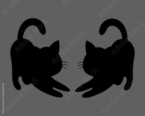 Twin Stretching Cats Vector