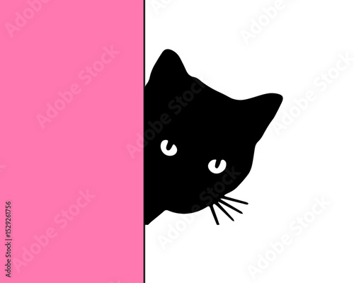 Curious Peeking Cat silhouette