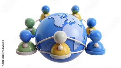 Global network connection teamwork concept 3d render isolated on white background