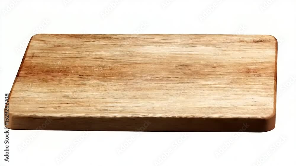 Wooden cutting board on a plain background, ideal for cooking