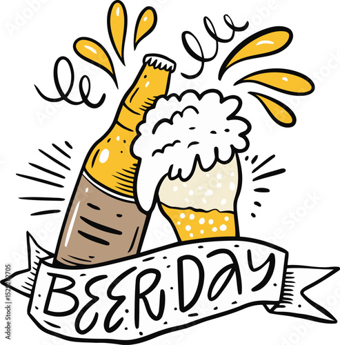 International Beer Day Banner with Cheers Celebration Graphic