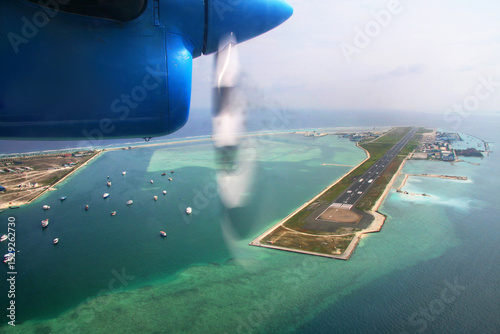 Airport Male in Maldives, view from the plane
