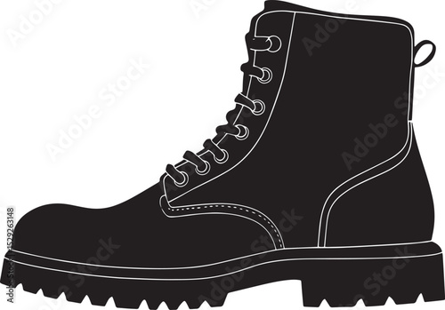 Work Boot Vector Illustration, Isolated on White Background.