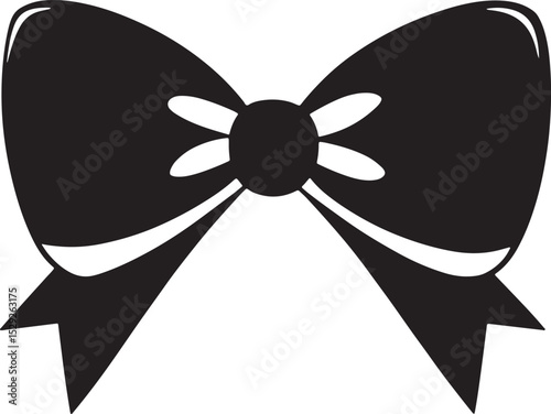 Black Bow Vector Illustration Isolated on White Background.