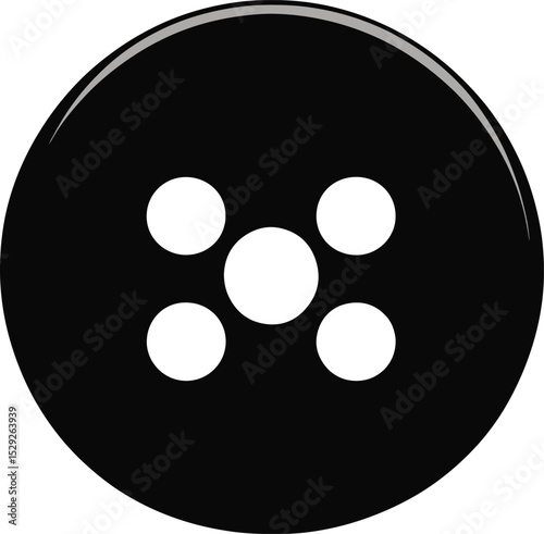 Black Sewing Button, Vector Illustration