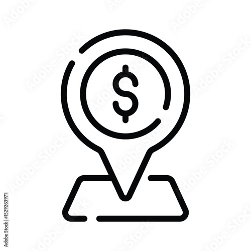 A outline style icon denoting a bank location