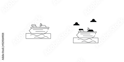 Jet Ski set icon with white background vector stock illustration