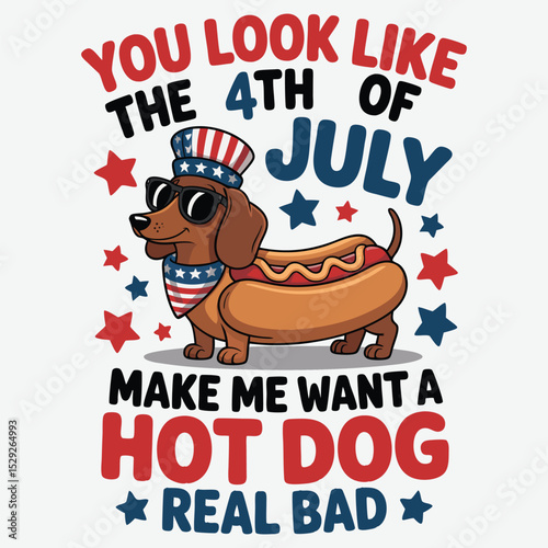 You Look Like The 4th Of July Make Me Want A Hot Dog Real Bad 4th of july t shirt design vector