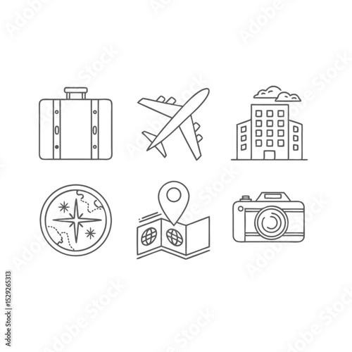 Travel and Tourism Outline Icons Set