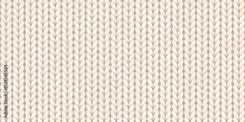 Seamless pattern of wool knitting, beige sweater texture. Abstract background of knitwear cloth fabric, material of woven wool or cotton yarn for winter sweater or baby plaid, vector illustration