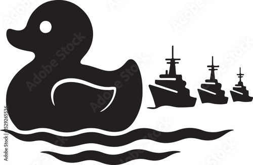 Rubber duck leading a naval fleet