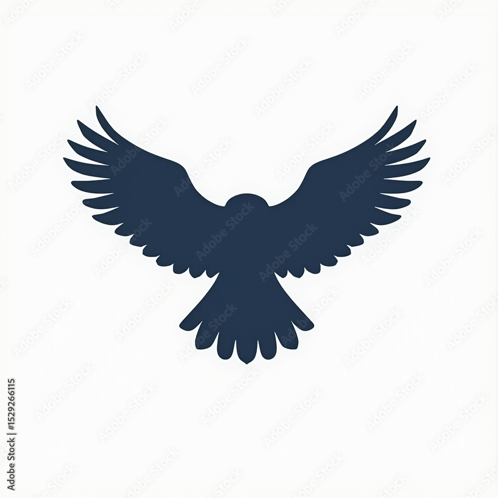 Fototapeta premium flying owl silhouette, outline, bird in flight, minimalistic graphic illustration on white background, icon style