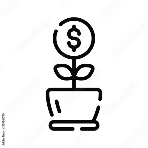 A outline style icon showing investment growth plant