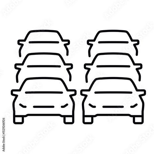 Heavy car traffic icon representing congested road conditions in a busy city environment