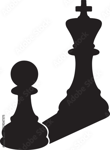 Single chess pawn casting a king’s shadow