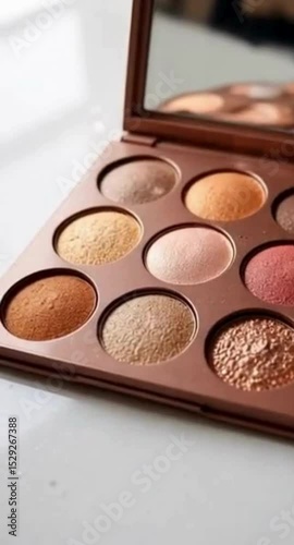 Elegant eyeshadow palette with warm and neutral tones for makeup artistry and beauty looks generative AI