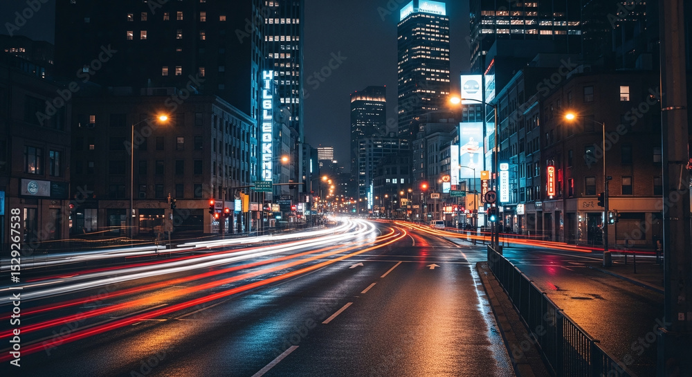 Obraz premium night traffic in hong kong