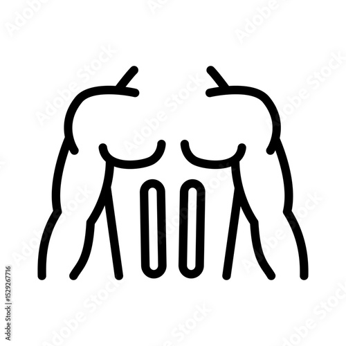Abdomen kinesio tape outline icon. Elastic therapeutic tape. Muscles swelling and pain reduction. Joints and ligaments support. Isolated line symbol illustration