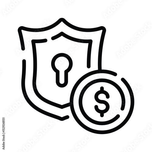 A outline style icon showing money security security