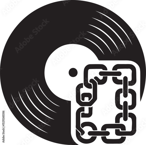 Vinyl record with a blockchain groove