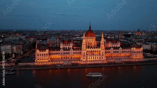 Establishing Aerial view of Budapest Cityscape - Hungary Capital Skyline at daytime