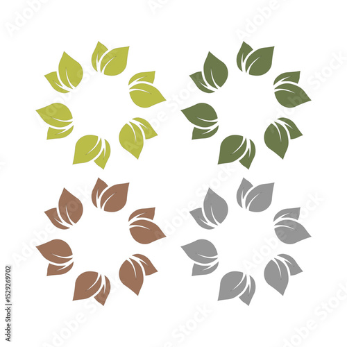NATURAL PRODUCT LEAVES IN CIRCLE SIGN SYMBOL LOGO
