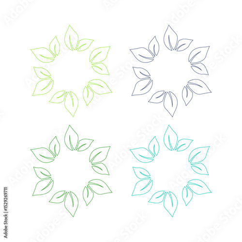 NATURAL PRODUCT LEAVES IN CIRCLE SIGN SYMBOL LOGO

