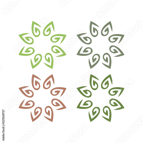 NATURAL PRODUCT LEAVES IN CIRCLE SIGN SYMBOL LOGO
