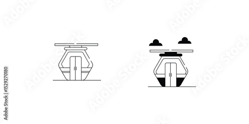 Cableway  set icon with white background vector stock illustration