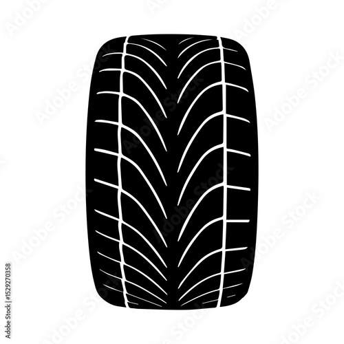 Silhouette of Car Tyre Tread Pattern – Tire Texture Illustration

