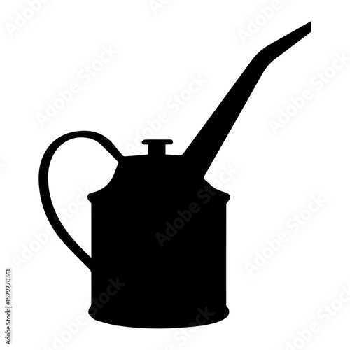 Silhouette of Classic Oil Can – Black Vector Illustration

