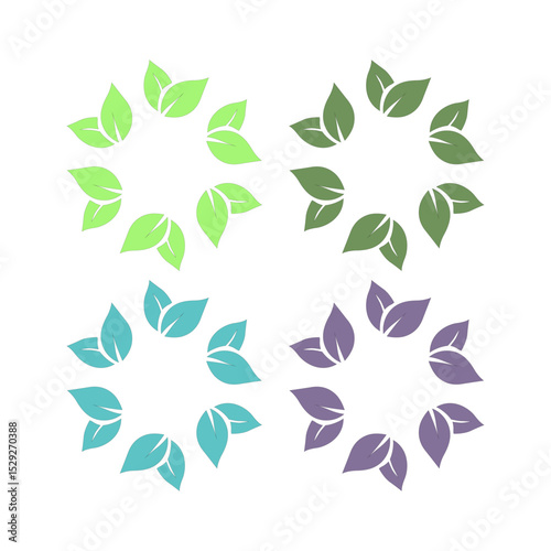NATURAL PRODUCT LEAVES IN CIRCLE SIGN SYMBOL LOGO
