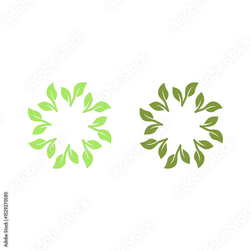 NATURAL PRODUCT LEAVES IN CIRCLE SIGN SYMBOL LOGO

