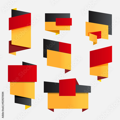 Colorful geometric banners and speech bubbles in modern abstract style. Ideal for social media, ads, or creative design elements.