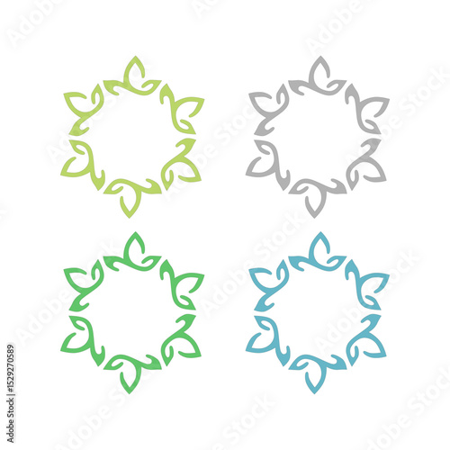 NATURAL PRODUCT LEAVES IN CIRCLE SIGN SYMBOL LOGO
