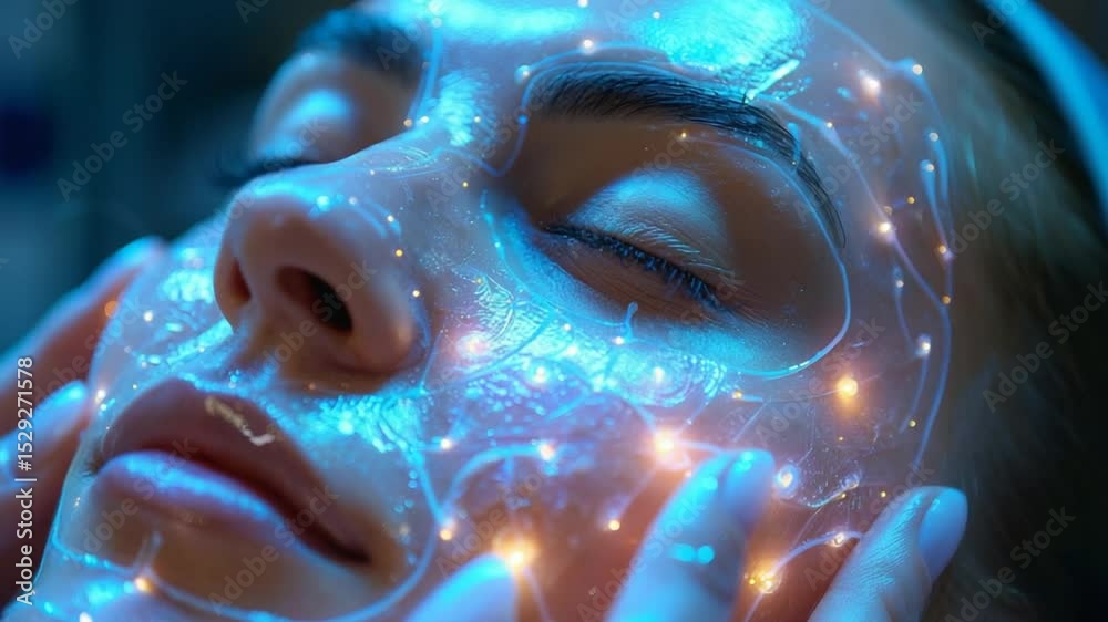 Futuristic beauty treatment with advanced skin technology for a radiant complexion