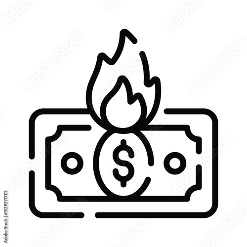 A outline style icon showing burn money loss