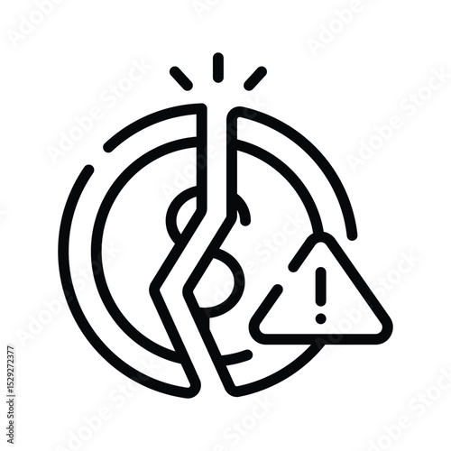 A outline style icon showing dollar loss symbol
