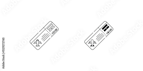 Boarding Pass set icon with white background vector stock illustration