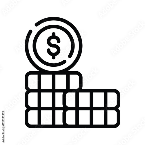 A outline style icon showing stacked dollar coins