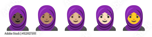 Woman with Headscarf Emoji in Various Skin Tones